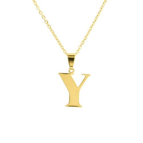 NASZYJNIK STAL PLATEROWANA ZŁOTY LITERKA Y