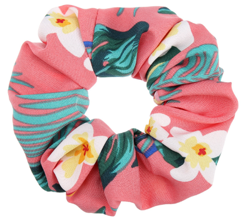 GUMKA DO WŁOSÓW SCRUNCHIE TROPIC KWIATY RÓŻOWA.png