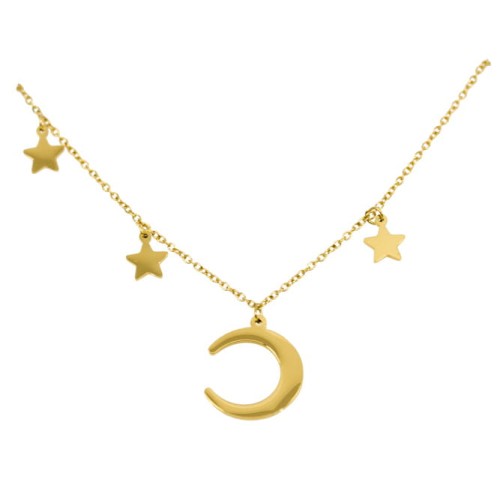 BRANSOLETKA STAL ZŁOTA GWIAZDKI KSIĘŻYC BOHO