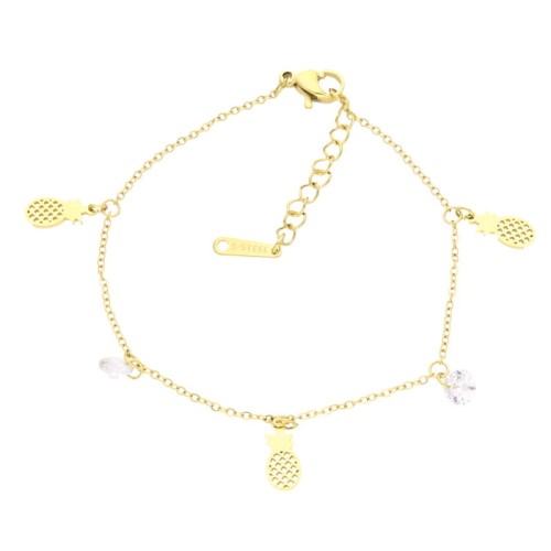 BRANSOLETKA STAL ZŁOTA ANANASY