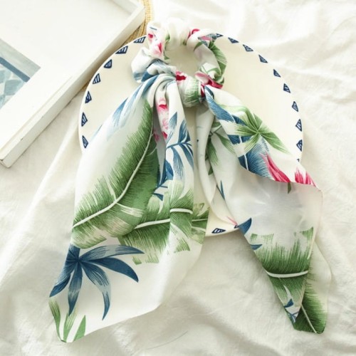 gumka do włosów scrunchie z apaszką tropic biała.jpg