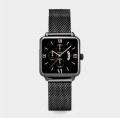 ZEGAREK BRANSOLETA STAL MESH GRAFITOWA KWADRATOWA CZARNA TARCZA..jpg