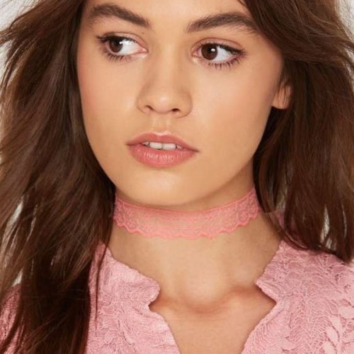 CIELISTY CHOKER KORONKOWY GLAMOUR PUDROWY