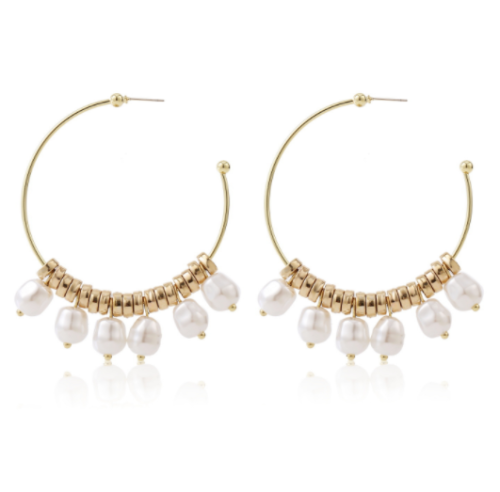 KOLCZYKI   KOLOR ZŁOTY  KOŁO  PEREŁKI ZAWIESZKI