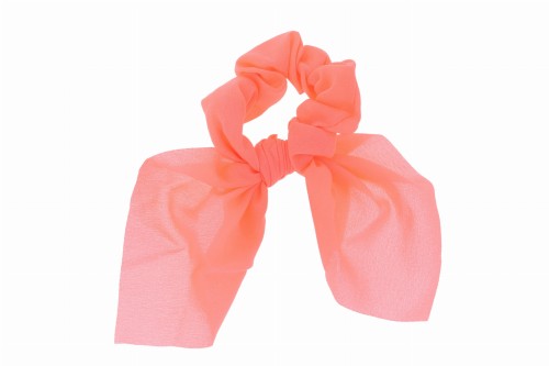 gumka do włosów scrunchie z apaszką neonowa różowa