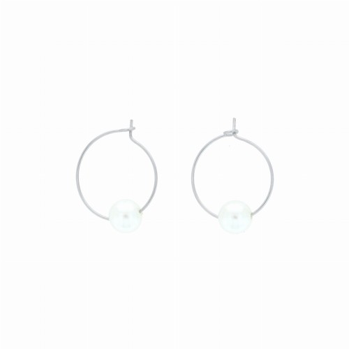 kolczyki stal srebrne koła perła