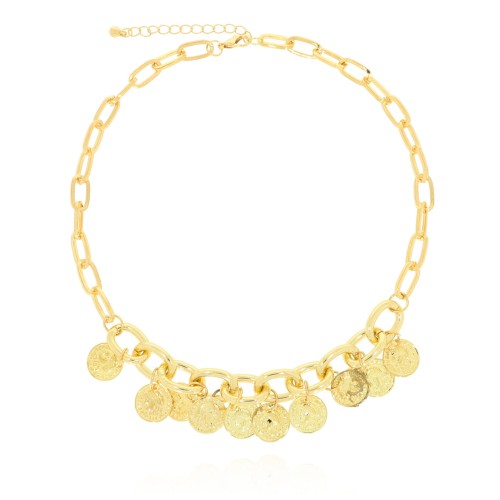 NASZYJNIK ŁAŃCUCH CHOKER ZAWIESZKI MONETKI KOLOR ZŁOTY