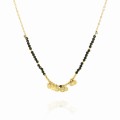 naszyjnik stal 316 l choker czarne koraliki zawieszki kółeczka z gwiazdką kolor złoty.JPG