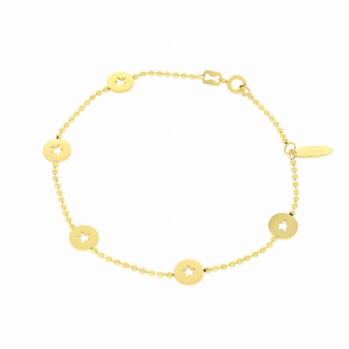 bransoletka stal 316 l łańcuszek kuleczki zawieszki kółeczka z gwiazdkami kolor złoty.jpg