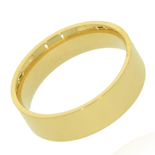 PIERŚCIONEK STAL OBRĄCZKA PŁASKA MEDIUM KOLOR ZŁOTY 