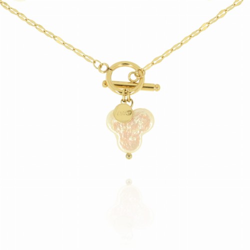 bransoletka stal 316 l łańcuszek zawieszka nieregularna perła zapięcie kolor złoty.jpg