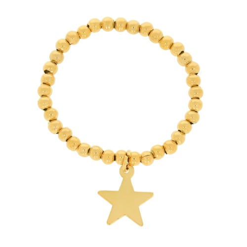 PIERŚCIONEK STAL ELASTYCZNY ZAWIESZKA GWIAZDKA BOHO KOLOR ZŁOTY