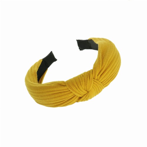 opaska materiałowa turban prążki kolor miodowy.jpg