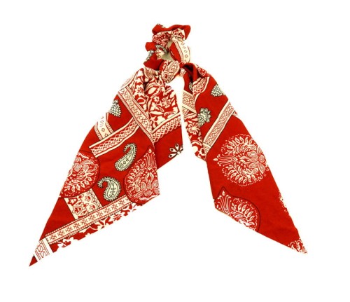 gumka scrunchie  z apaszką kolor czerwony wzory.JPG