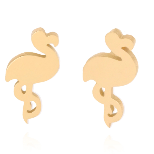 KOLCZYKI  STAL  CHIRURGICZNA KOLOR ZŁOTY FLAMING WKRĘTKA 