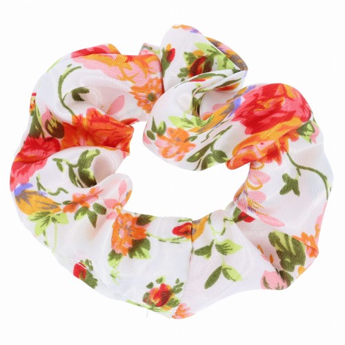 gumka  do włosów scrunchie   kolor pomarańczowy biały kwiaty.jpg