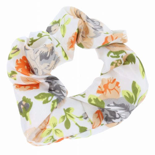 gumka  do włosów scrunchie   kolor zielony  kwiaty.jpg