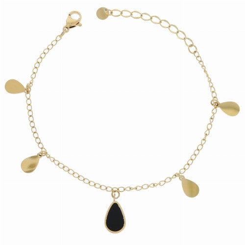 BRANSOLETKA    STAL KOLOR ZŁOTY ZAWIESZKA  ŁEZKI