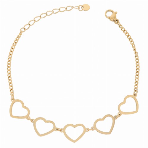 BRANSOLETKA  STAL SZLACHETNA 316 L  KOLOR ZŁOTY DELIKATNE SERDUSZKA