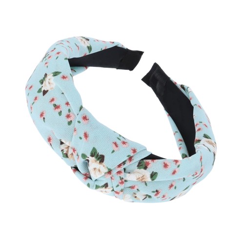 opaska do włosów materiałowa  węzeł  kwiaty kolor miętowy.JPG