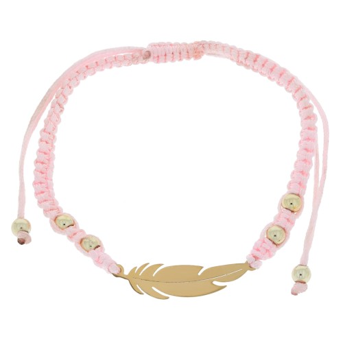 bransoletka stal szlachetna 316 l koraliki sznurek kolor różowy.JPG