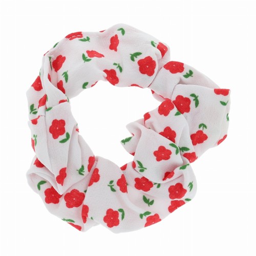 gumka do włosów scrunchie kwiatki kolor biały -.JPG