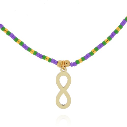 BRANSOLETKA ZE STALI NA SZNURKU KORALIKI NIESKOŃCZONOŚĆ KOLOR ZŁOTY 