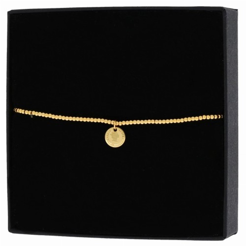 BRANSOLETKA STAL CHIRURGICZNA KORALIKI MONETA KOLOR ZŁOTY  