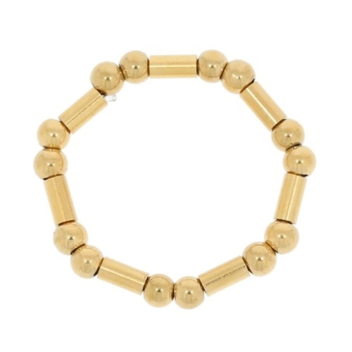 PIERŚCIONEK  OBRĄCZKA ZE STALI CHIRURGICZNEJ ELASTYCZNY  KORALIKI KOLOR ZŁOTY 