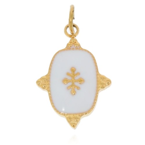 ZAWIESZKA ZE STALI BIAŁY MEDALION DO BRANSOLETKI LILY NASZYJNIKA MILA  