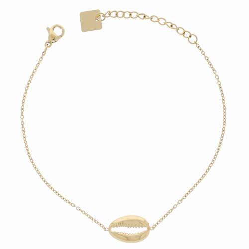 BRANSOLETKA  ZE STALI CHIRURGICZNEJ MUSZELKA KOLOR ZŁOTY 