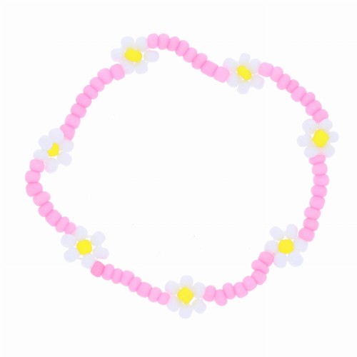 BRANSOLETKA BOHO  KORALIKI KOLOR RÓŻOWY  KWIATKI