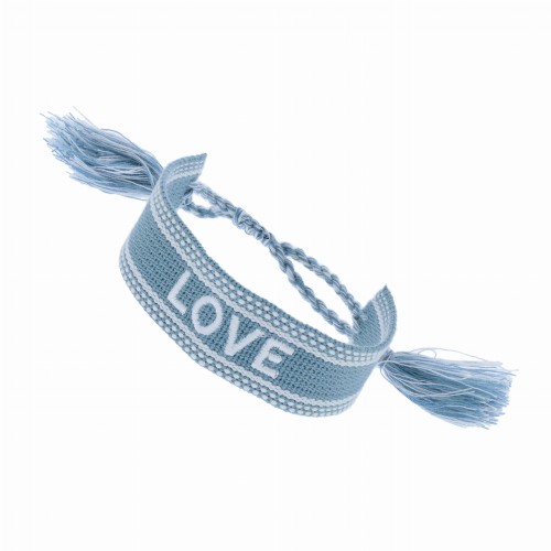 BRANSOLETKA MATERIAŁOWA NAPIS LOVE KOLOR SZARY