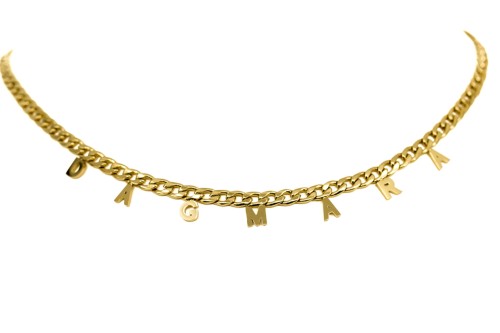 NASZYJNIK STAL ZŁOTY ŁAŃCUCH CHOKER LITERKI IMIĘ DAGMARA.JPG