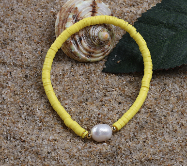 BRANSOLETKA KORALIKI BOHO Z PEREŁKĄ ŻÓŁTA.png