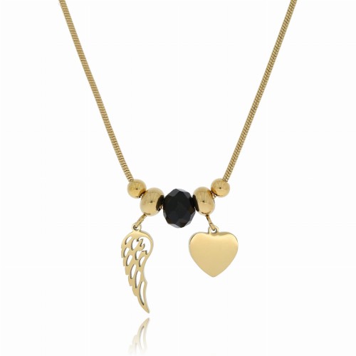 NASZYJNIK STAL CHIRURGICZNA ZAWIESZKI SERDUSZKO SKRZYDŁO KLOR ZŁOTY 