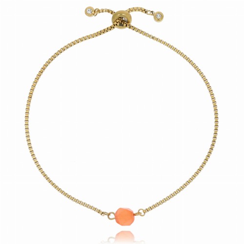 BRANSOLETKA STAL CHIRURGICZNA KORALIK KOLOR POMARAŃCZOWY