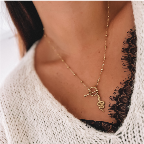 NASZYJNIK STAL CHIRURGICZNA OKRĄGŁE ZAPIĘCIE WĄŻ KOLOR ZŁOTY