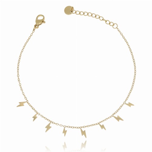 BRANSOLETKA STAL SZLACHETNA 316 L  ZAWIESZKI PIORUN KOLOR ZŁOTY 