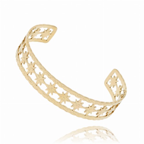 BRANSOLETKA STAL SZLACHETNA 316 L OBRĘCZ KOLOR ZŁOTY GWIAZDKI