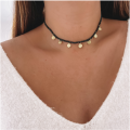 naszyjnik choker  stal chirurgiczna  koraliki  monety kolor złoty