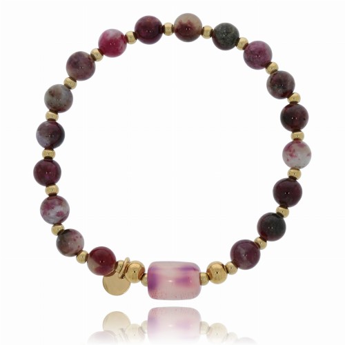 BRANSOLETKA KORALIKI KAMIENIE STAL CHIRURGICZNA 