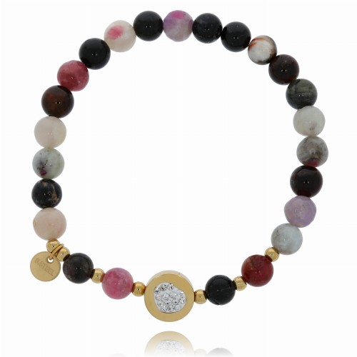 BRANSOLETKA KORALIKI KAMIENIE STAL CHIRURGICZNA  SERCE