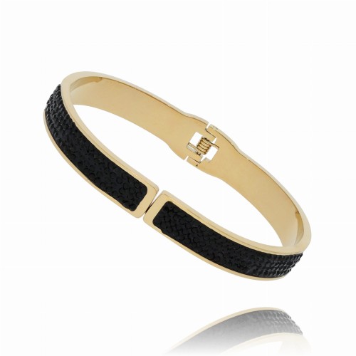 bransoletka  stal chirurgiczna kolor złoty obręcz czarne kryształki.jpg