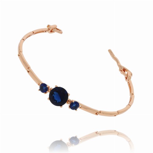 BRANSOLETKA  STAL CHIRURGICZNA  KOLOR ZŁOTY KRYSZTAŁEK CZARNY