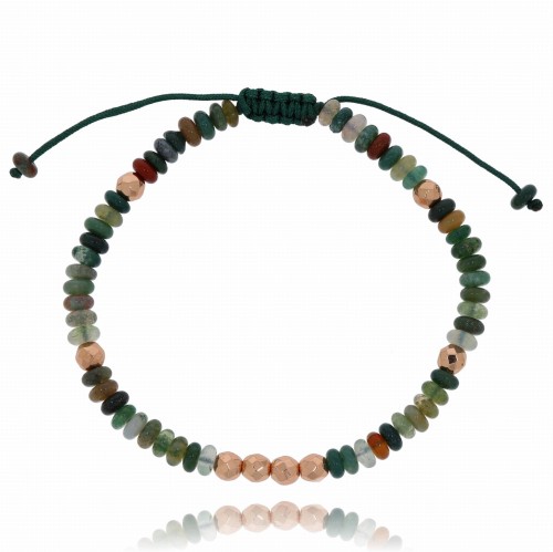 BRANSOLETKA  KORALIKI MIEDŹ SZNUREK KOLOR ZIELONY 