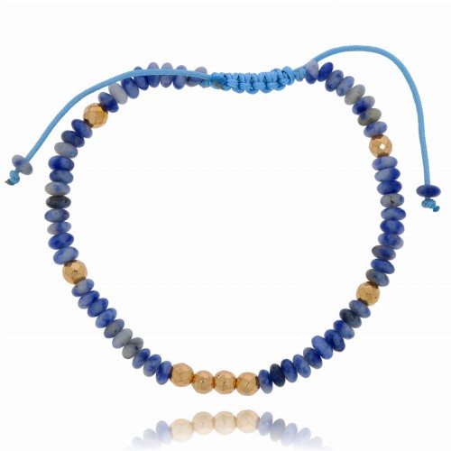 BRANSOLETKA  KORALIKI MIEDŹ SZNUREK KOLOR NIEBIESKI