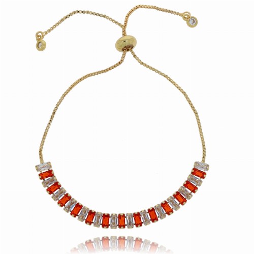 BRANSOLETKA MIEDŹ KRYSZTAŁKI KOLOR CZERWONY