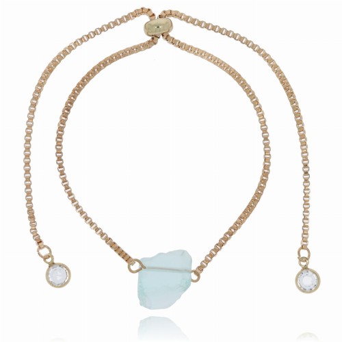 BRANSOLETKA MIEDŹ KAMIEŃ NATURALNY KOLOR MIĘTOWY