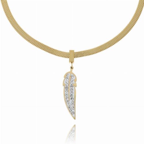 BRANSOLETKA  STAL CHIRURGICZNA  KOLOR ZŁOTY PIÓRKO